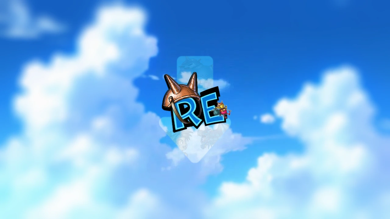 Arte do instalador do re:Blue, com o logotipo do projeto sobre um céu azul com nuvens.
